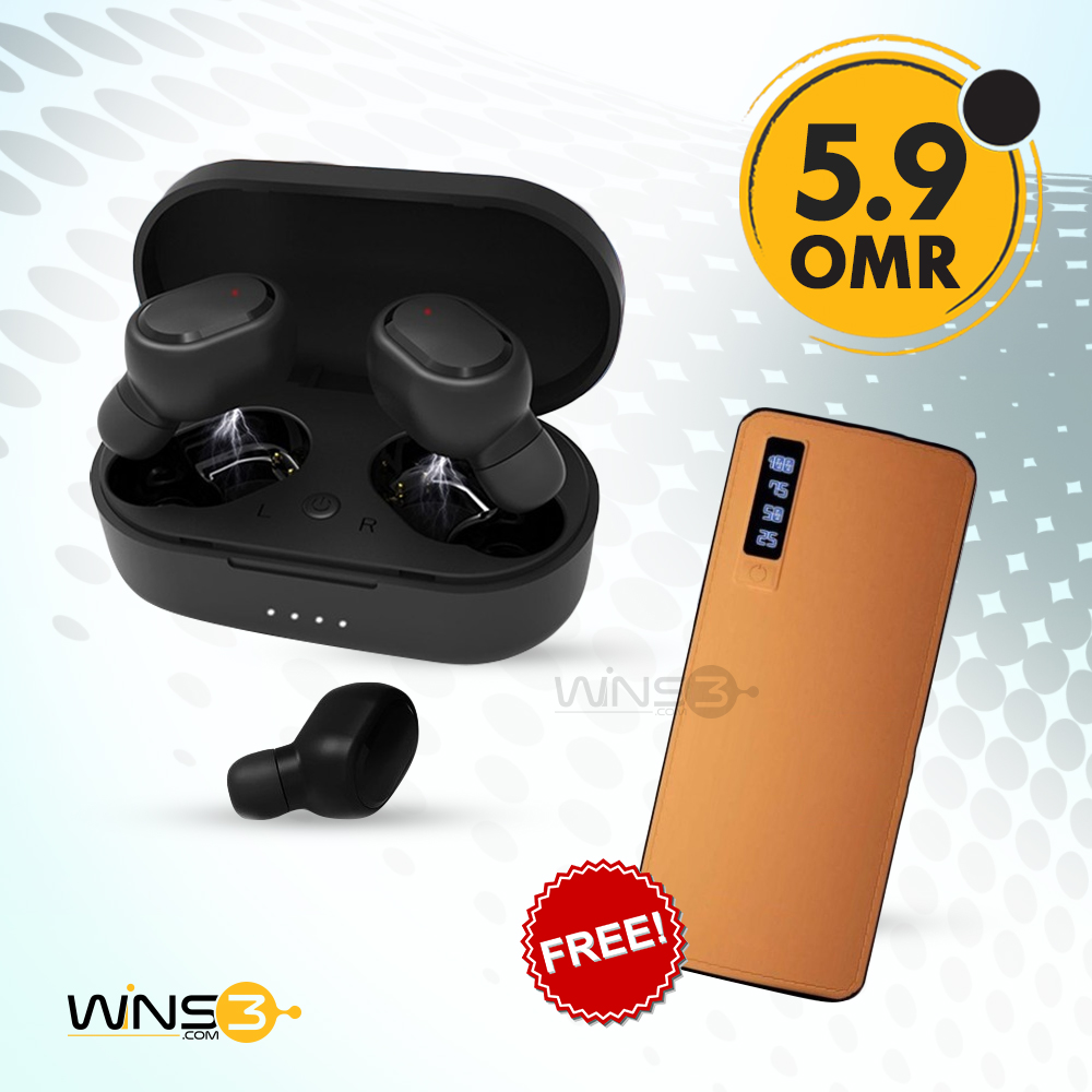 2 In 1 Bundle Offer, TWS Wireless Earbuds V5.0, Y-02, With Free Power Bank