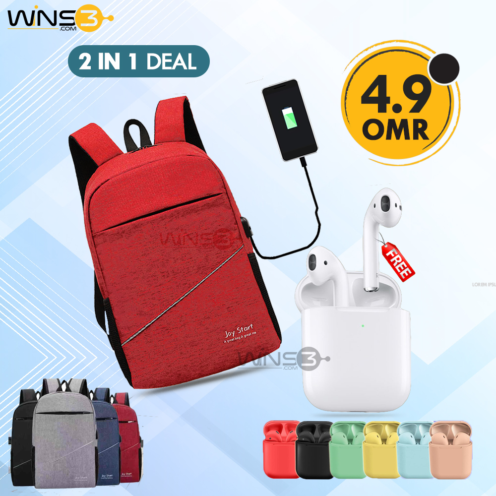 2 In 1 Deal, Premium High Quality Zipper Bag, JS120,Inpods I12 Wireless Bluetooth White Airpods, WDOMN36