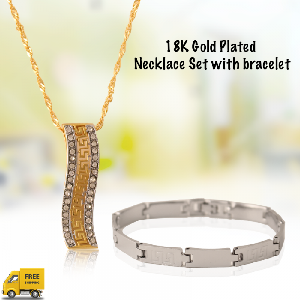 Best Trust 18K Gold Plated Necklace Set With Gold Plated Bracelet, BT225