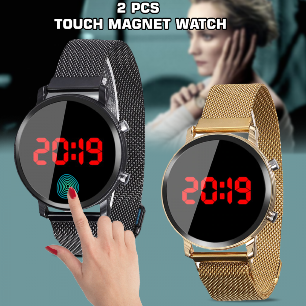 2 pcs Fashionable Digital Touch magnet Watch,MGT1