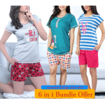 Universal 6 pcs Short pants short tops pajamas sets cotton nightwear, Un1