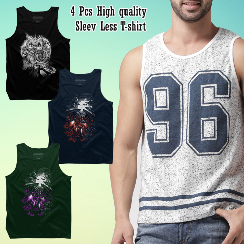 4 Pcs High-quality Sleeve Less T-shirt, T8867, assorted design and color