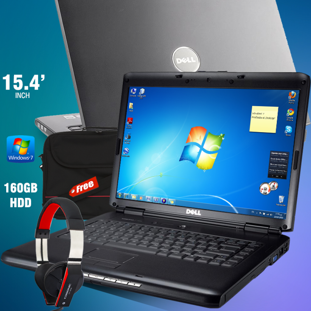 Dell Vostro, 3 In 1 Bundle Offer, Dell Vostro 1500, Core 2 Duo, 2GB Memory, 160GB HDD, DVDRW, 15.4, Windows 7 refurbished, Free Laptop-Bag, USB Led, D1500B
