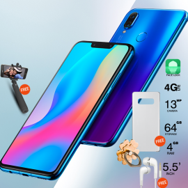 5 in 1 bundle offer, Wi King K4 Smartphone 4G Dual Sim, Dual Cam, 5.5" IPS, 64GB, Free Selfie stick,Ring Holder,Portable USB LED Lamp,MAX Universal 20000mAh Power Bank With 2 Usb Port With Tourch, SanDisk Ultra 32GB Card