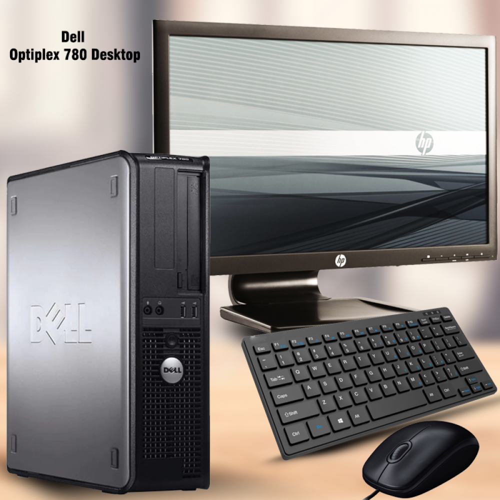 Dell Optiplex 780 Desktop Computer Windows 7 Pro With 20 Inch Led Hp,  keyboard, mouse