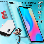 4 in 1 bundle offer, Magic XS1 Smartphone with 4G, MAX Universal 20000mAh Power Bank With 2 Usb Port With Tourch, SanDisk Ultra 32GB Card,Selfie Stick,XS14B