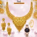 5 in 1 bundle offer, AH Gold Fashion 24K Gold Plated Indian Design Necklace Kite, FC3323,  Luxury Crystal Women's Magnet Watch, Gold Plated ring