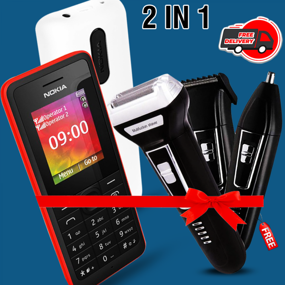2 In 1 Bundle Offer, Nokia 107, Yoko 3 In 1 YK-6558 Dry For Men - Clipper & Trimmer, FD26