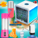 Summer Sale 4 in 1 Bundle Offer,Personal Space Air Conditioner Fan Air Cooler With 7 Color LED Light Purify & Humidiry, USB Charger,  Portable Rechargeable Healthy USB Juicer, Drinking Water Pump Dispenser, Portable Nano Spray Facial Humidifier,FD30
