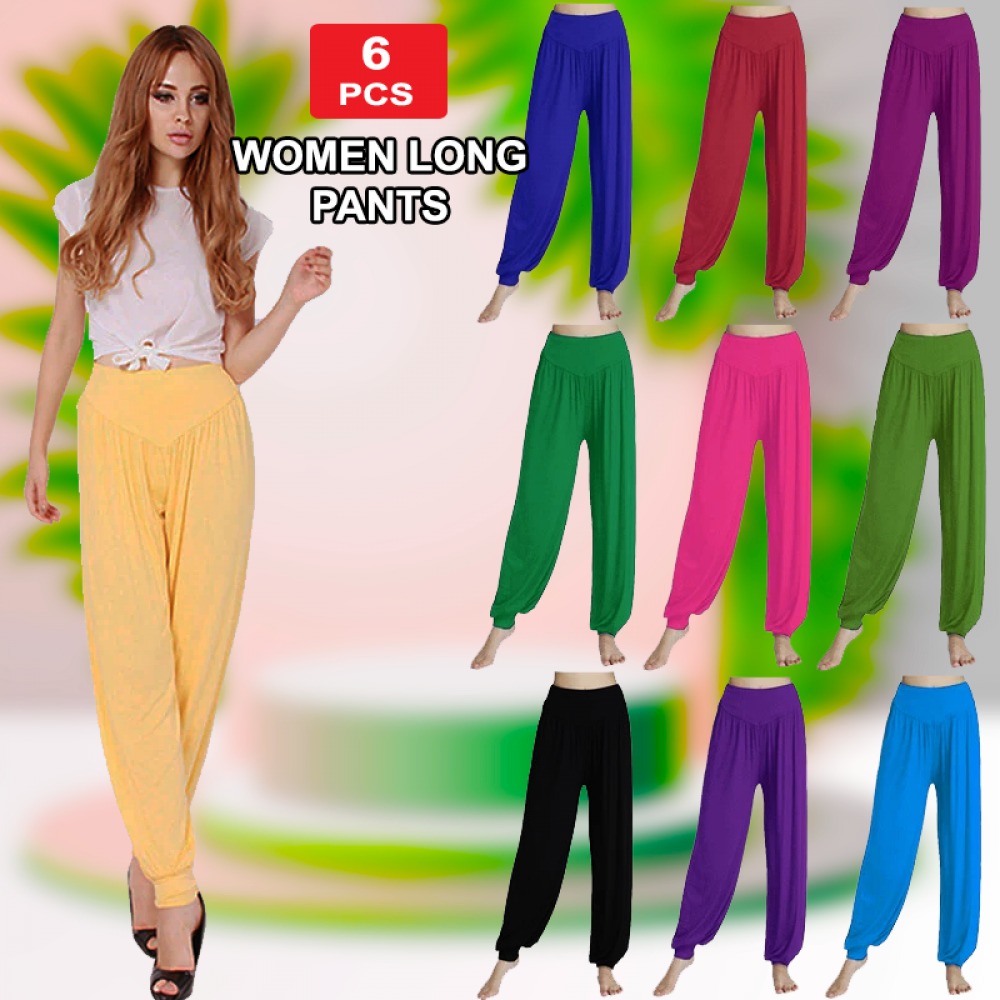 New 6 Pcs Set Assorted Color Women Long Pants, LG200