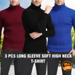 Swiss 3 Pcs Printed Long Sleeve Soft High Neck T Shirt For Men, SW963