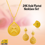 Best Trust Fashion 24K Gold Plated Oval Shaped Necklace Set With Ring, BT741