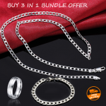 Buy 3 In 1 Bundle Offer, Sana Jewelry Silver Plated Chain Necklace, Bracelet With Ring SJR034, FD34