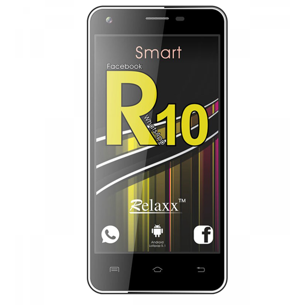 Relaxx R10 Smartphone, 4G Dual Sim, Dual Cam, 5" IPS, Black