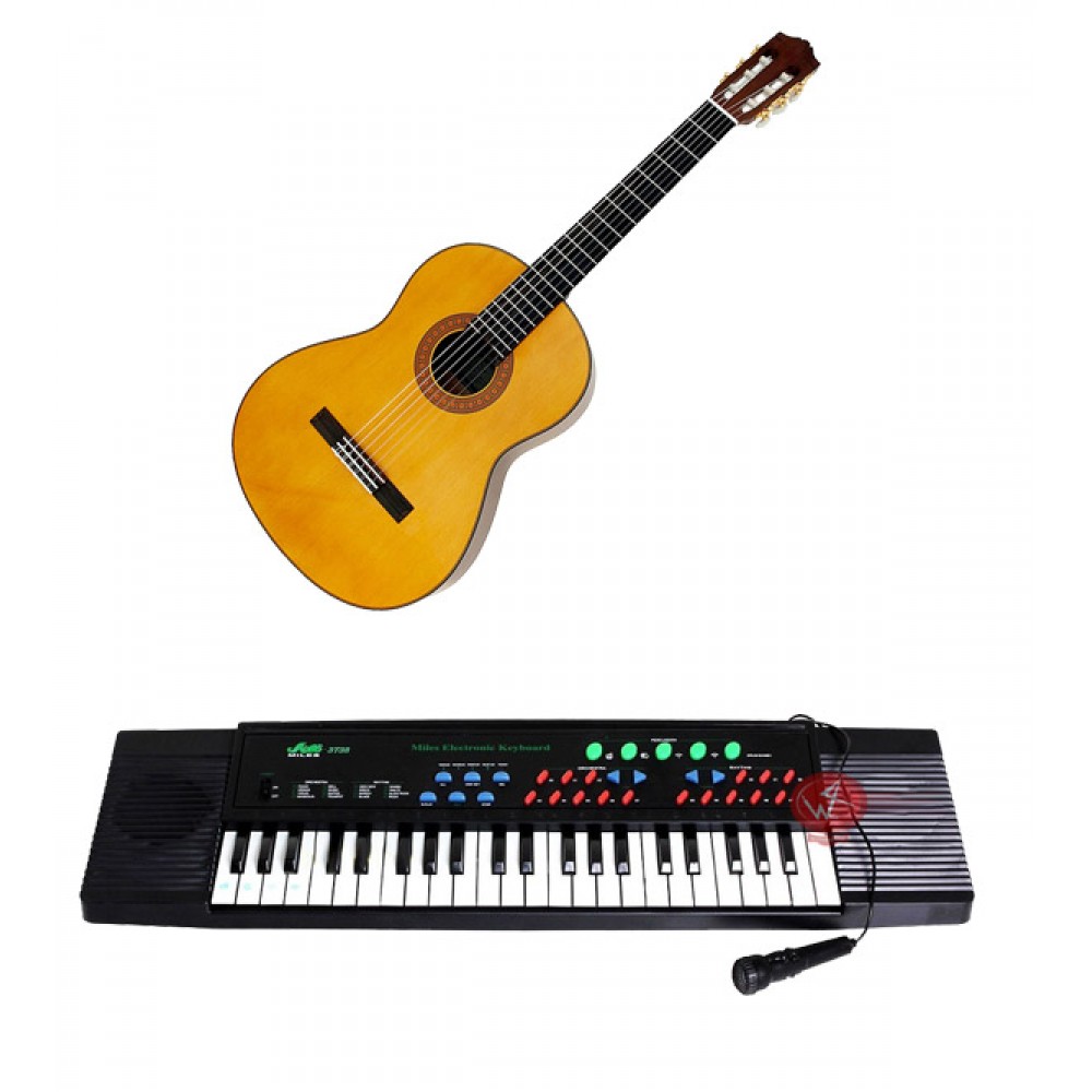 2 In 1 Bundle Offer String Guitar,Electronic Organ Piano For Kids