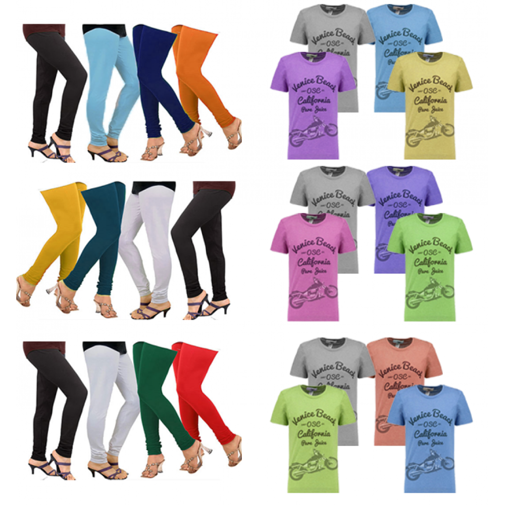 24 in 1 Bundle Offer, Universal T-Shirt And Leggings Set Assorted Colors And Designs