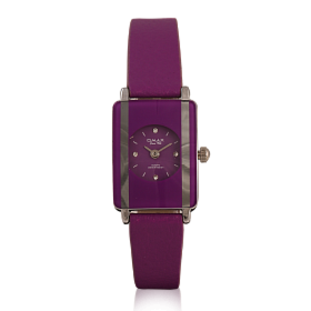 Omax Genuine Leather Band Watch For Women, CE0006, Violet