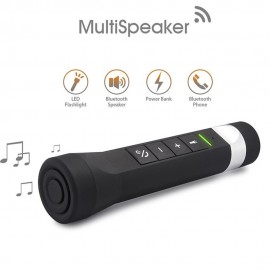 Multi-function LED Torch With MP3 Music Player, Speaker, Power Bank & Bike Holder