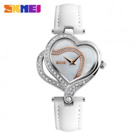 Skmei Special Creative Heart Women Fashion Watches Waterproof Rhinestones Quartz Watch Luxury Brand Ladies Wristwatch, 9161, White