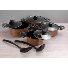 Epsilon 10 Pcs Marble Design Non-Stick Cookware Set, EN4141