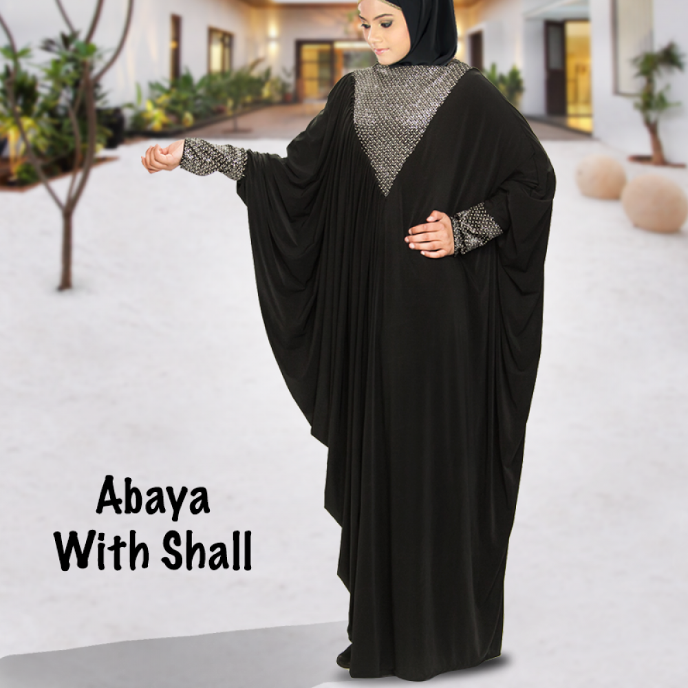 Jersey Ladies Abaya With Shall, SN951,assorted design