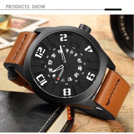 Curren Sports Leather Fashion Day & Date Watch For Men, 8258